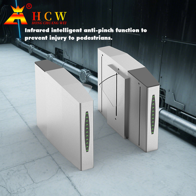 25W Flap Barrier Turnstile Gate With Card Reader Infrared Mechanical Anti Pinch