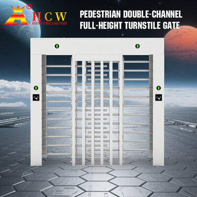 HCW Secure Full Height Turnstile with 2400*1500*2300mm Dimension Tempered Glass and 304 Stainless Steel for High Security Access Control