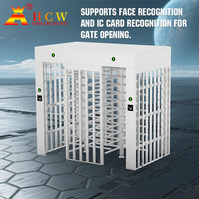 HCW Secure Full Height Turnstile with 2400*1500*2300mm Dimension Tempered Glass and 304 Stainless Steel for High Security Access Control