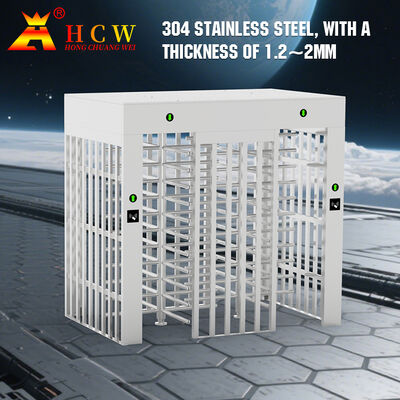 HCW Secure Full Height Turnstile with 2400*1500*2300mm Dimension Tempered Glass and 304 Stainless Steel for High Security Access Control